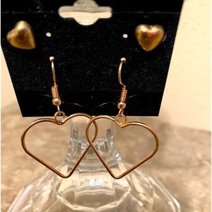 Gold Heart Earrings set of 2